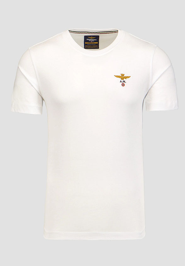 T-SHIRT Z MINIMALISTYCZNYM LOGO BIAŁY