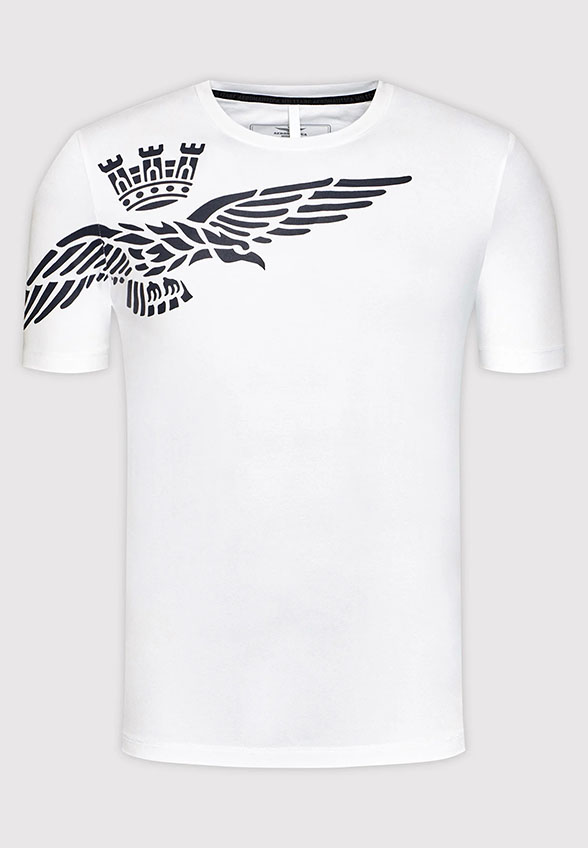 T-SHIRT Z NADRUKIEM ORŁA Z WIEŻYCZKĄ BIAŁY