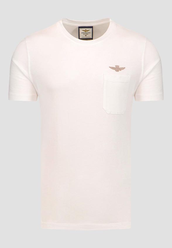 T-SHIRT Z KIESZONKĄ BIAŁY
