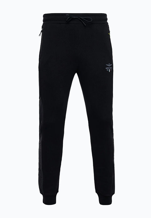 JOGGERY Z WSTAWKAMI Z SIATECZKI CZARNE