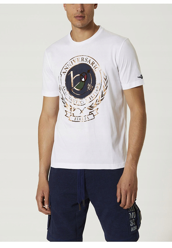 T-SHIRT BAWEŁNIANY Z NADRUKIEM BIAŁY