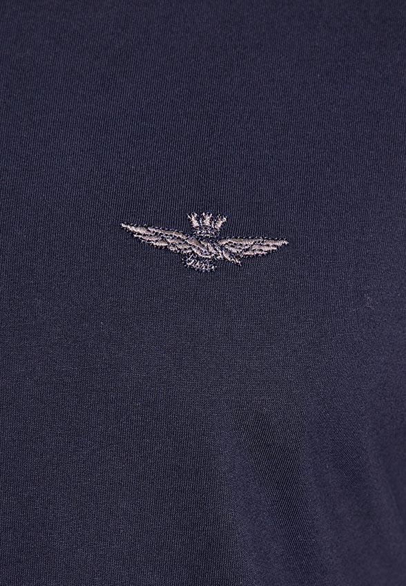 T-SHIRT Z HAFTOWANYM LOGO GRANATOWY