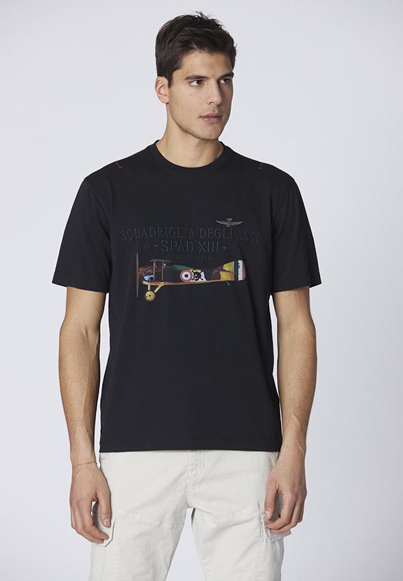 T-SHIRT Z NADRUKIEM SPAD XIII CZARNY