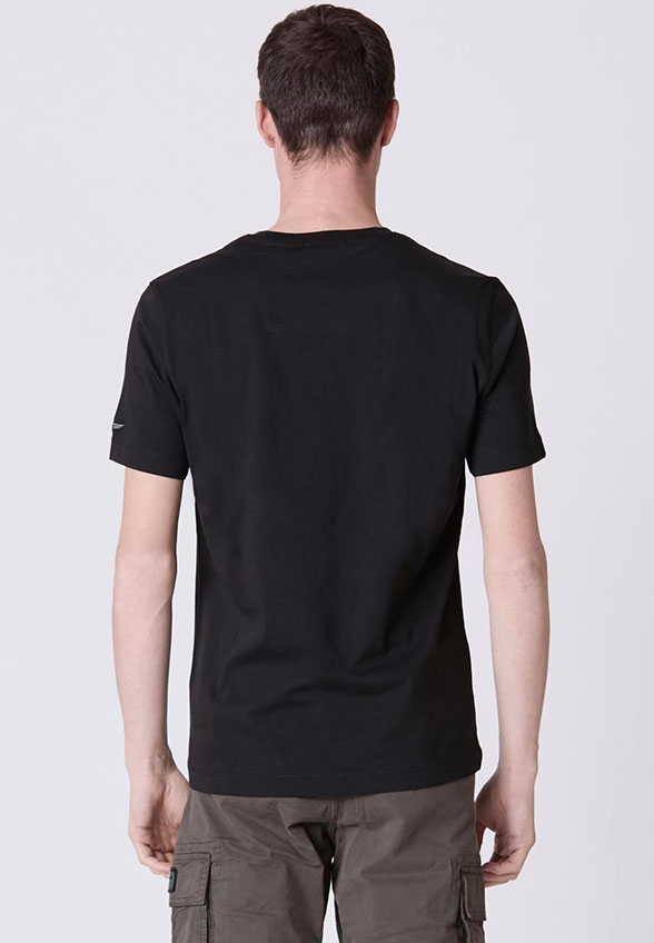 T-SHIRT Z MILITARNYM NADRUKIEM CZARNY