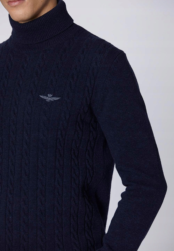 SWETER WEŁNIANY Z GOLFEM GRANATOWY