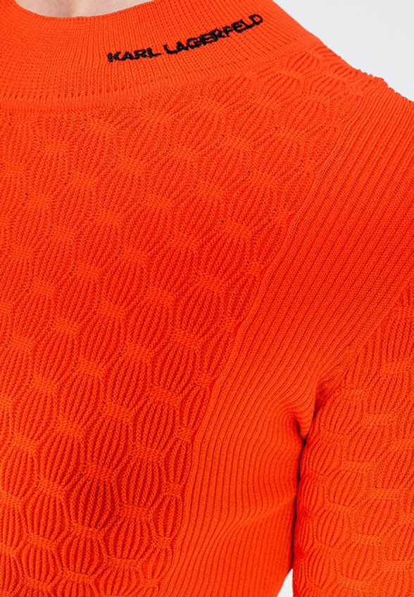 SWETER Z GOLFEM TEXTURED POMARAŃCZOWY