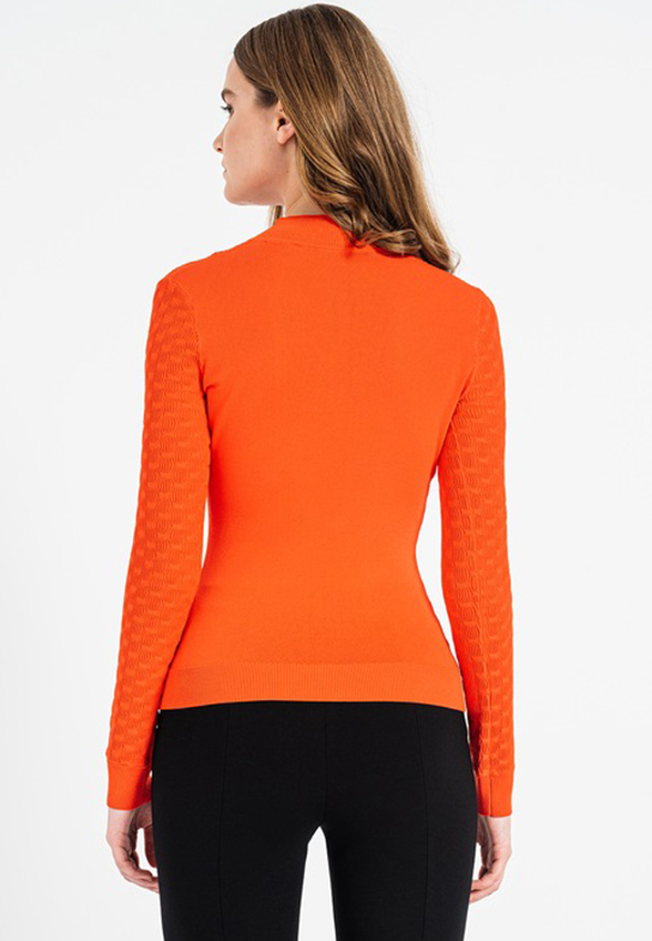 SWETER Z GOLFEM TEXTURED POMARAŃCZOWY