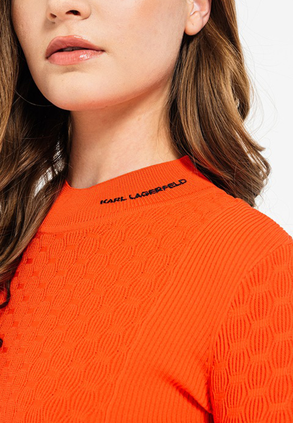 SWETER Z GOLFEM TEXTURED POMARAŃCZOWY