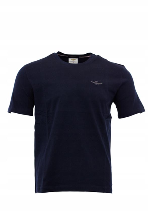 T-SHIRT Z HAFTOWANYM LOGO GRANATOWY