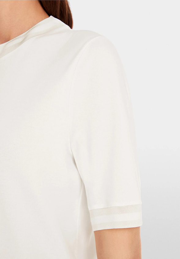 T-SHIRT Z BAWEŁNIANEGO DŻERSEJU BIAŁY