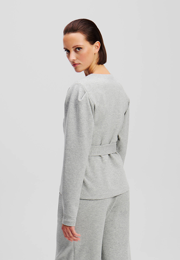BLUZA DOUBLE JERSEY VNECK SZARA