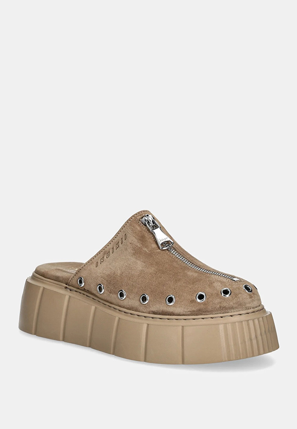 BUTY MATILDA MULE SUEDE JASNY-BRĄZ