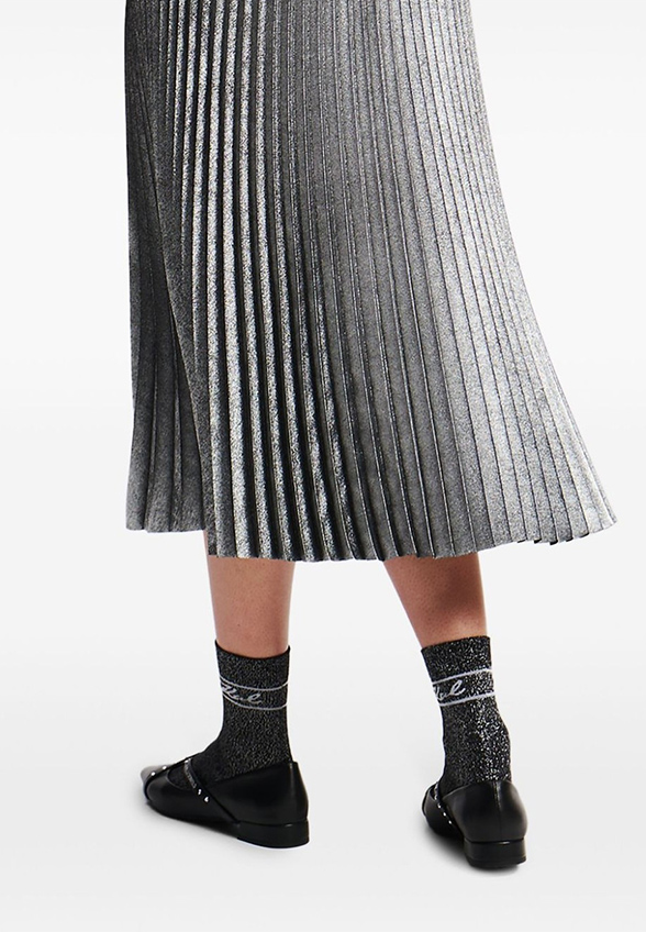 SPÓDNICA FOIL PLEATED SREBRNA