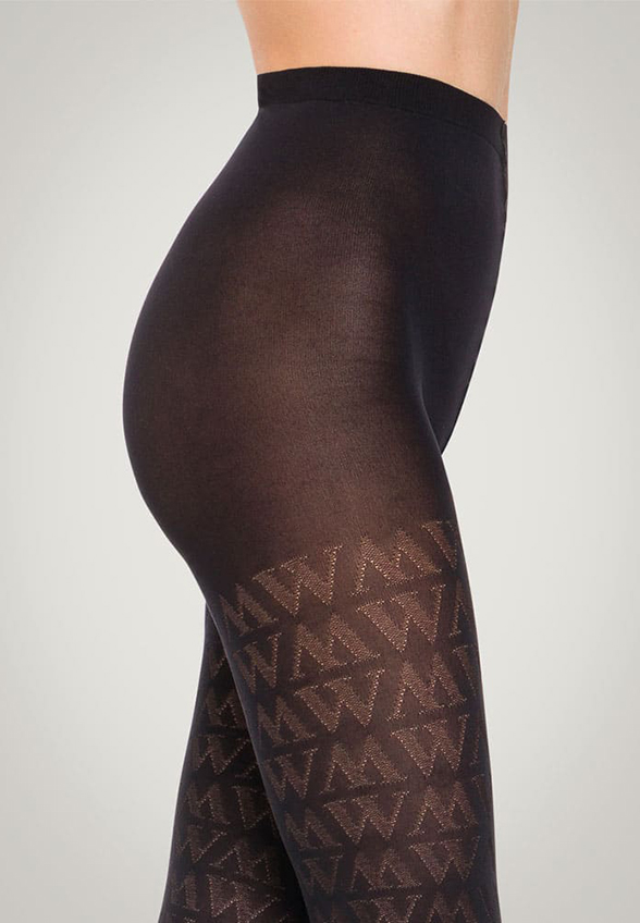 RAJSTOPY MONOGRAM JACQUARD CZARNE