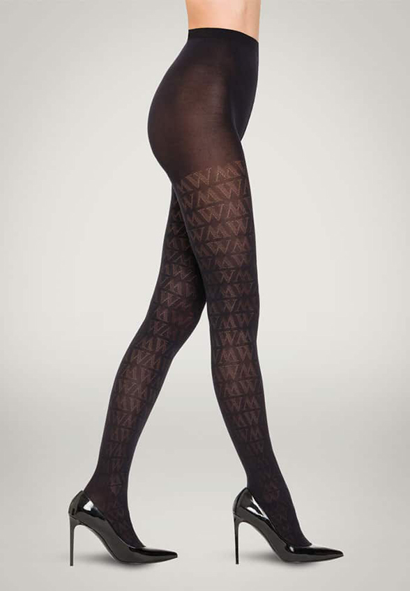 RAJSTOPY MONOGRAM JACQUARD CZARNE