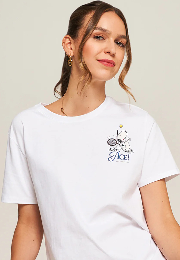 T-SHIRT SNOOPY TENIS BIAŁY