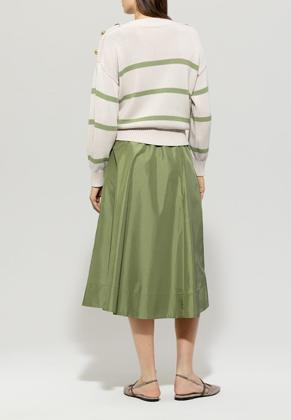 SWETER W PASKI KREMOWO-ZIELONY