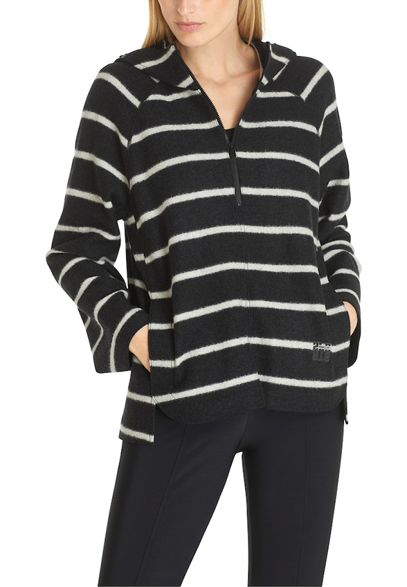 BLUZA Z CZYSTEJ WEŁNY W PASKI CZARNA