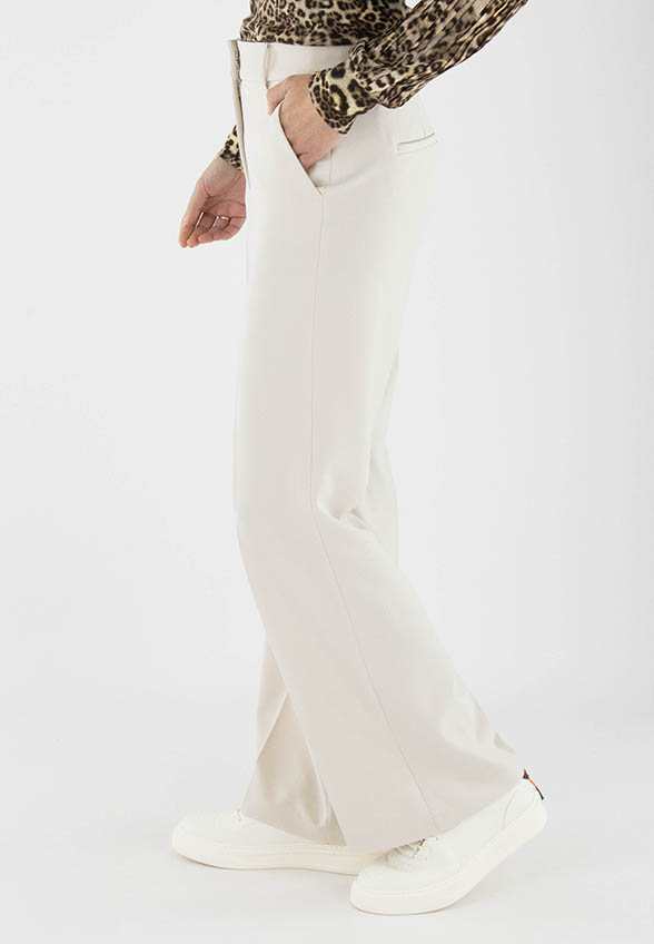 SPODNIE AMELIE WIDE-FIT LONG KREMOWE