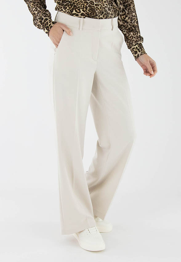 SPODNIE AMELIE WIDE-FIT LONG KREMOWE