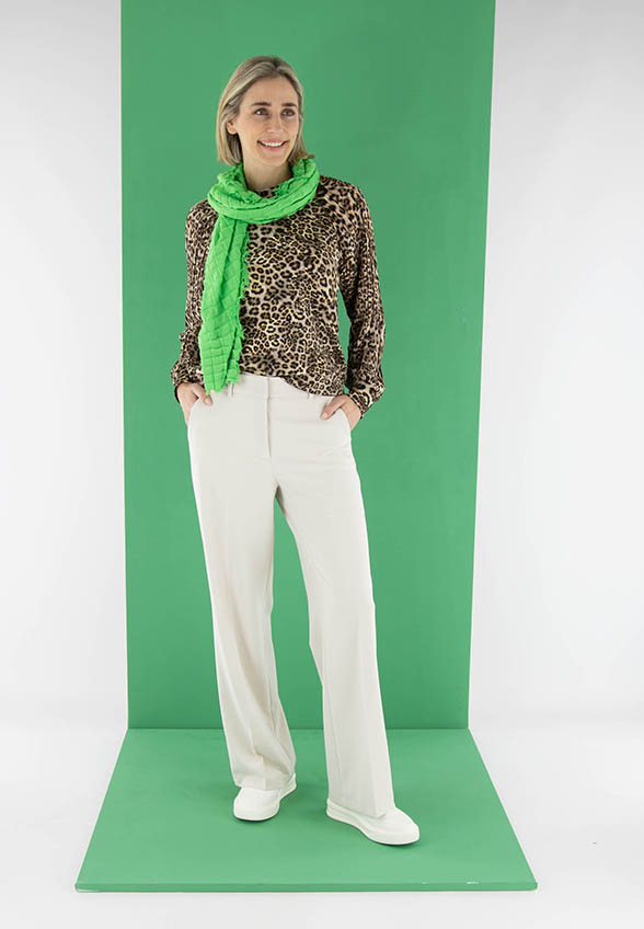 SPODNIE AMELIE WIDE-FIT LONG KREMOWE