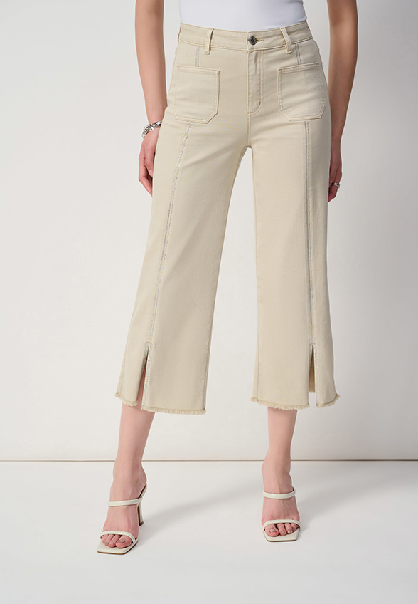 SPODNIE JEANSOWE CULOTTE BEŻOWE