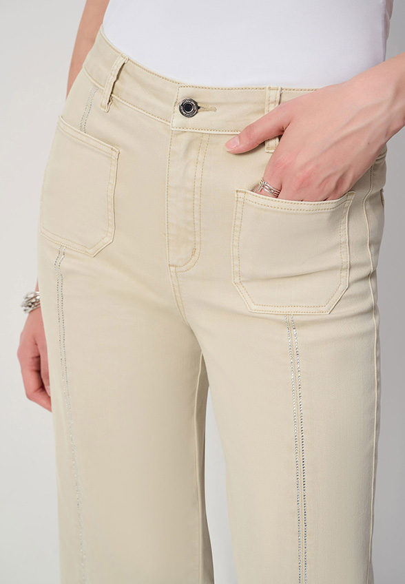 SPODNIE JEANSOWE CULOTTE BEŻOWE