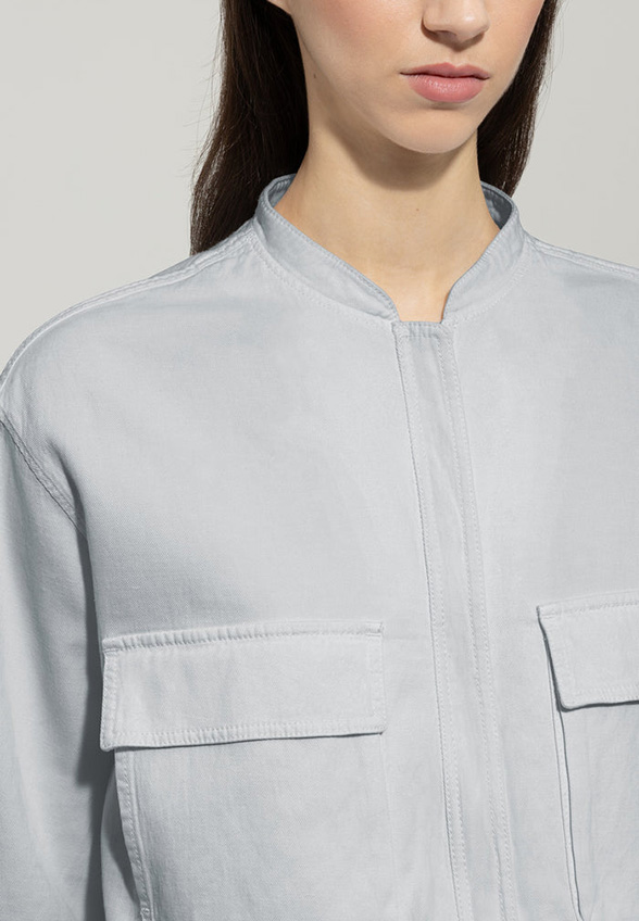 BLUZA JEANSOWA ZE ŚCIĄGACZEM ZGASZONY BŁĘKIT