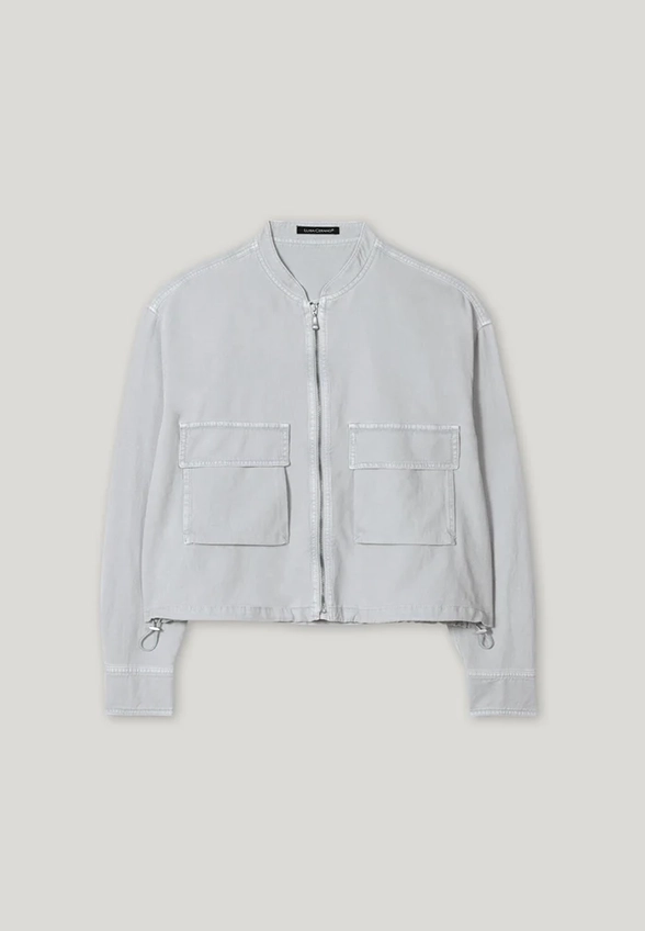 BLUZA JEANSOWA ZE ŚCIĄGACZEM ZGASZONY BŁĘKIT