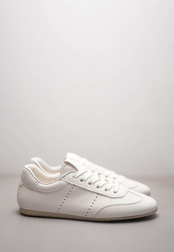 SNEAKERSY DROP Z ZIARNISTEJ SKÓRY BIAŁE
