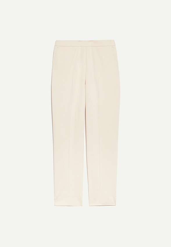 SPODNIE QUATERNA SLIM-FIT GABARDYNOWE KREMOWE