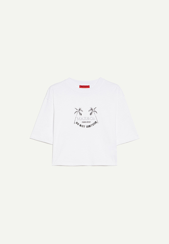 T-SHIRT Z CZYSTEJ BAWEŁNY BABELE CROPPED BIAŁY