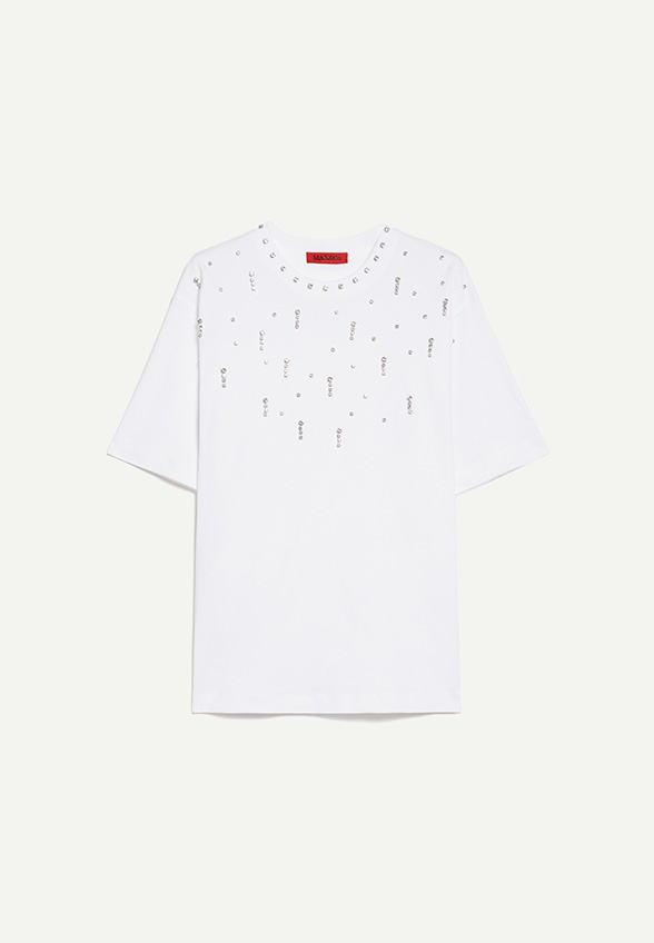 T-SHIRT RAGAZZA Z DŻETAMI BIAŁY
