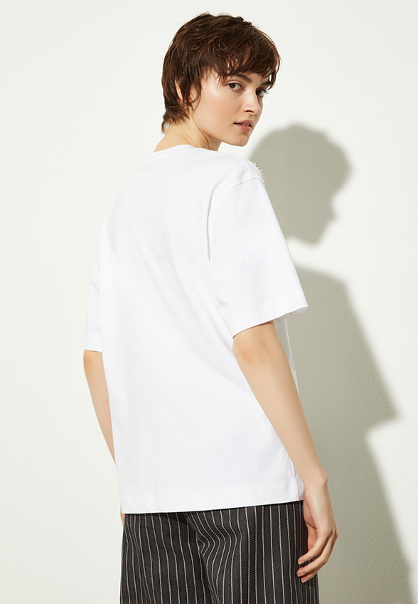 T-SHIRT RAGAZZA Z DŻETAMI BIAŁY