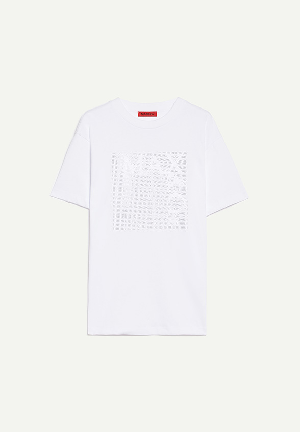 T-SHIRT CESTA Z OZDOBNYM LOGO BIAŁY