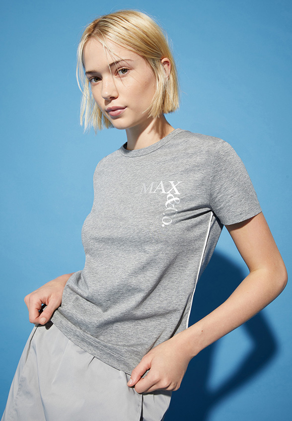 T-SHIRT GREENPOINT Z LAMINOWANYM LOGO SZARY