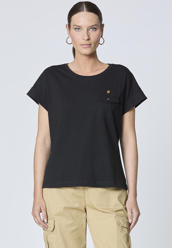T-SHIRT Z KIMONOWYMI RĘKAWAMI CZARNY