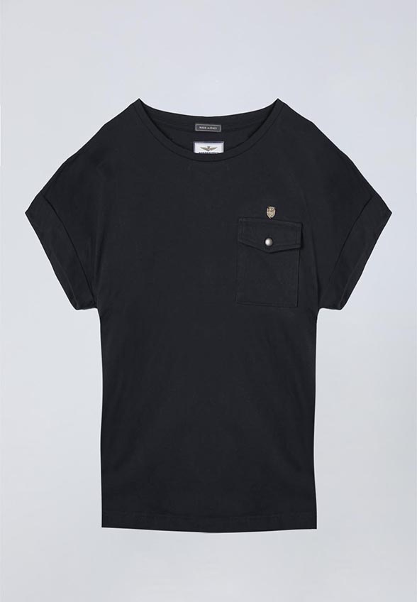 T-SHIRT Z KIMONOWYMI RĘKAWAMI CZARNY