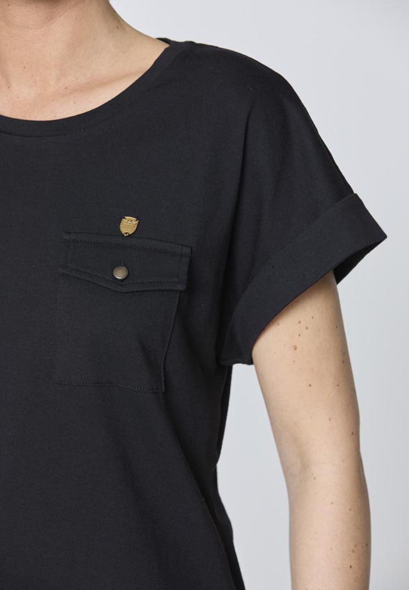 T-SHIRT Z KIMONOWYMI RĘKAWAMI CZARNY