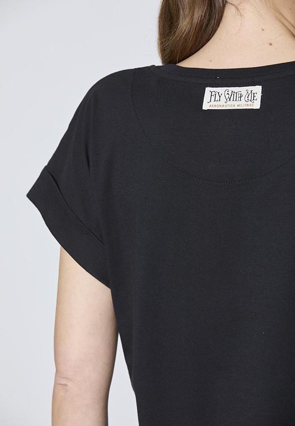 T-SHIRT Z KIMONOWYMI RĘKAWAMI CZARNY