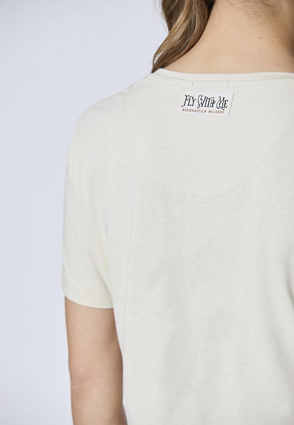 T-SHIRT Z DŻETAMI JASNY BEŻ