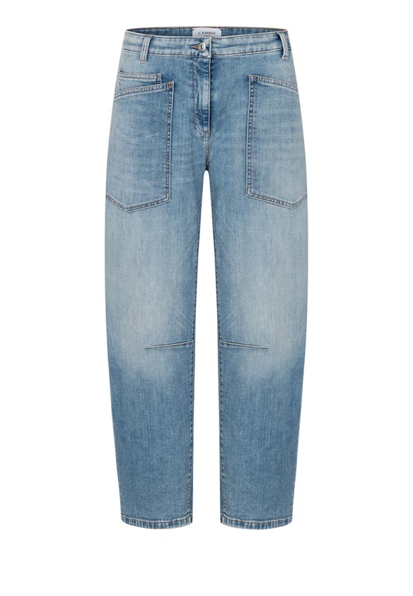SPODNIE JEANSOWE OCEAN O-SHAPE CROPPED JASNO-NIEBIESKIE