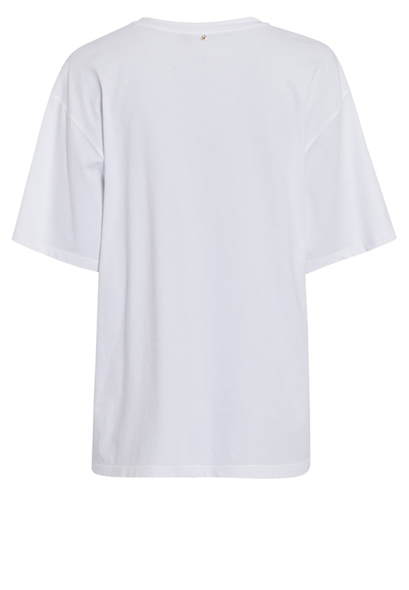 T-SHIRT Z NADRUKIEM OMBRE BIAŁY