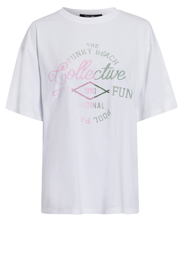 T-SHIRT Z NADRUKIEM OMBRE BIAŁY