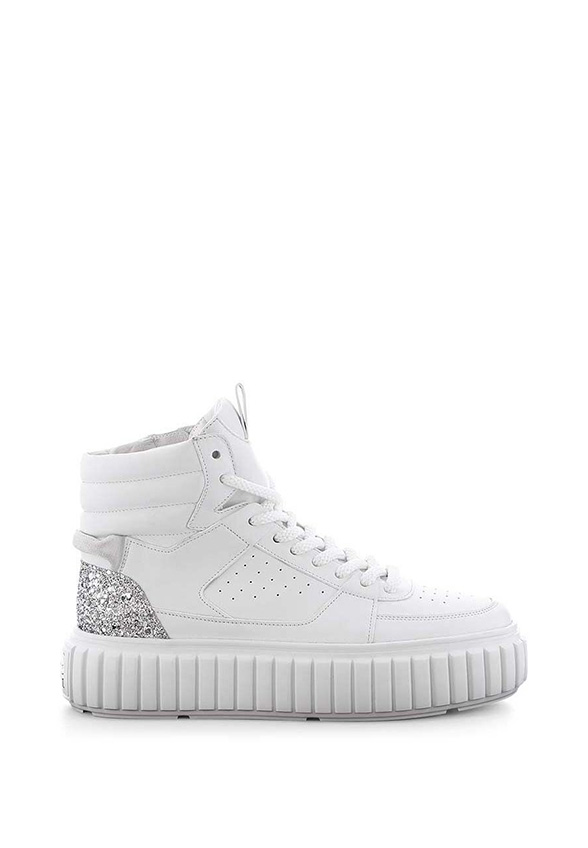 SNEAKERSY ZAP Z WYSOKĄ CHOLEWKĄ BIAŁE
