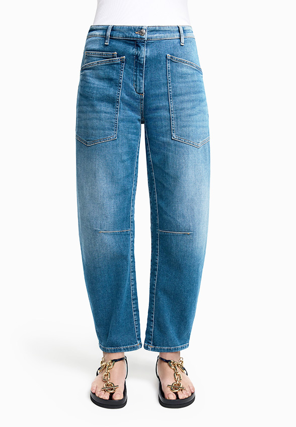 SPODNIE JEANSOWE OCEAN O-SHAPE CROPPED JASNO-NIEBIESKIE