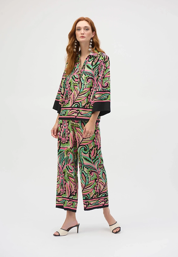 BLUZKA Z NADRUKIEM PAISLEY ZIELONA