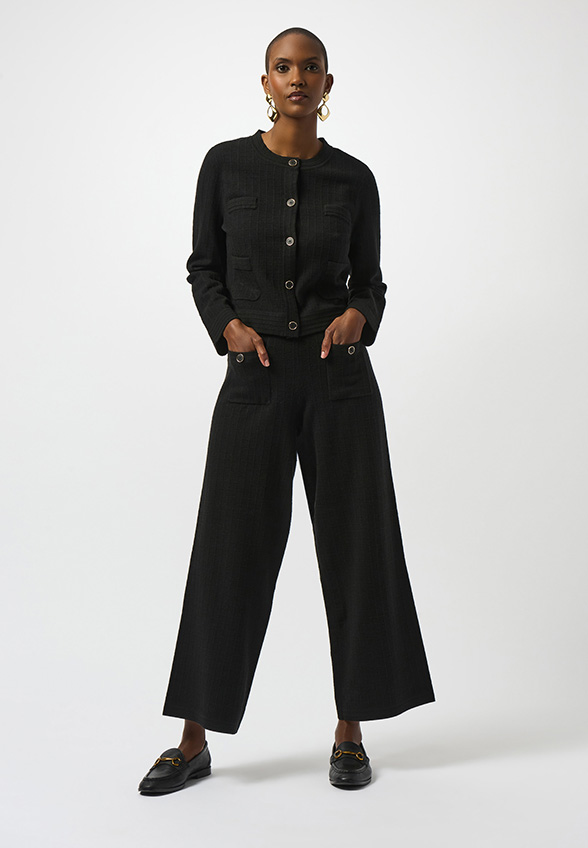 KARDIGAN DZIANINOWY ZAPINANY NA GUZIKI CZARNY