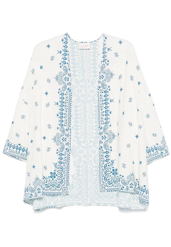 KIMONO MILOS Z NADRUKIEM PAISLEY BIAŁO-NIEBIESKIE
