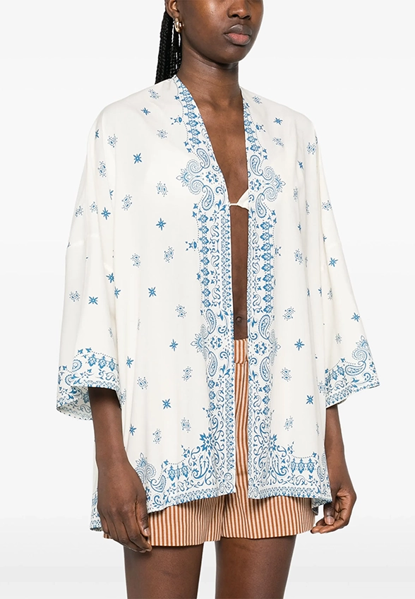 KIMONO MILOS Z NADRUKIEM PAISLEY BIAŁO-NIEBIESKIE